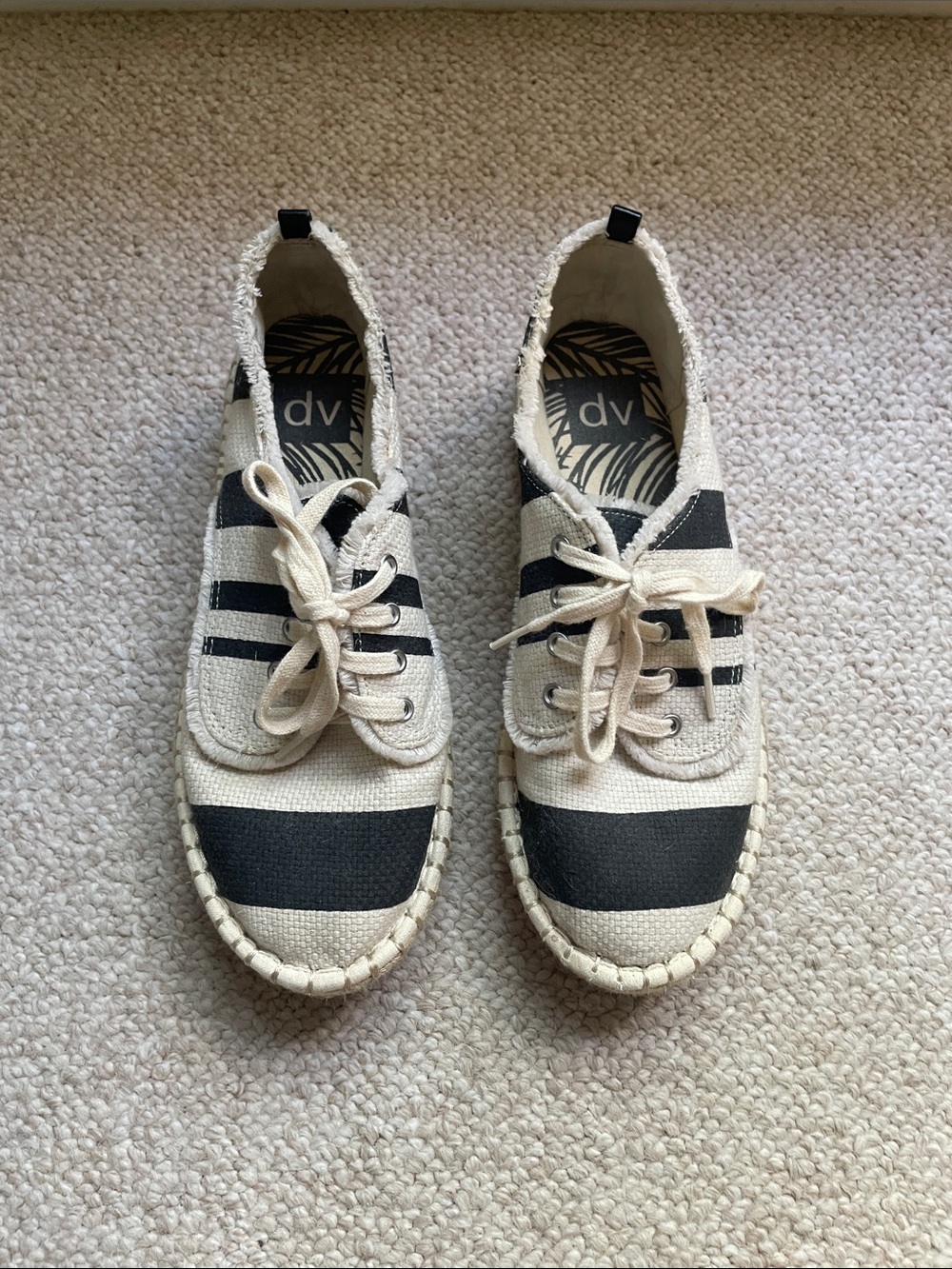 dv by Dolce Vita Striped Canvas Espadrille Sneakers - Black & Cream
